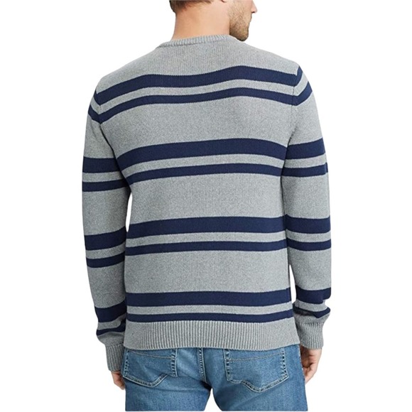 Chaps Men’s Crew Neck Cotton Stripe Pullover Sweater Size Medium - Picture 4 of 10